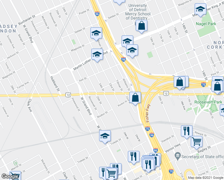 map of restaurants, bars, coffee shops, grocery stores, and more near 13505 North Haggerty Road in Plymouth