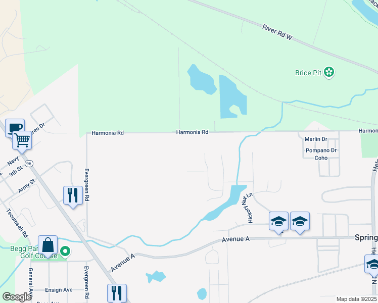 map of restaurants, bars, coffee shops, grocery stores, and more near 18 Westwood Drive in Springfield