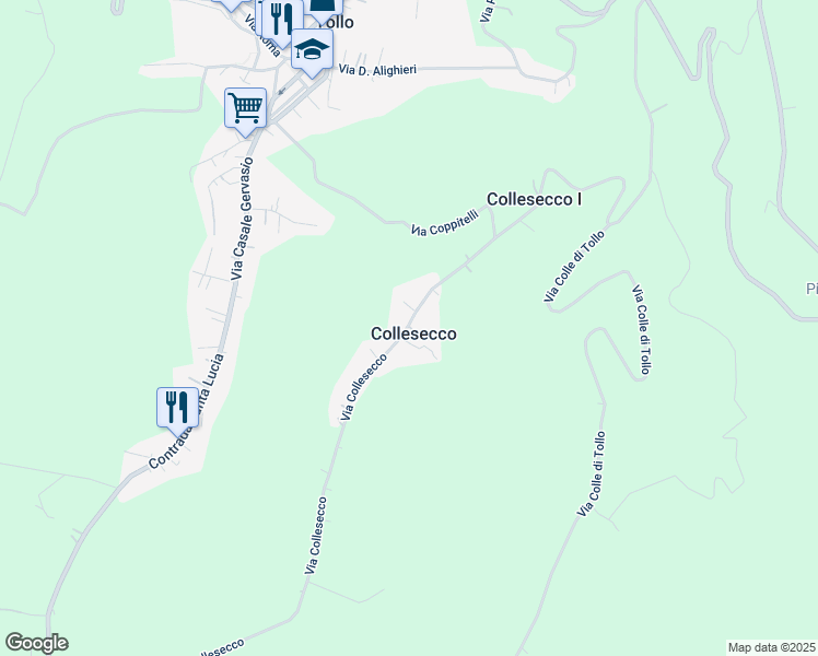 map of restaurants, bars, coffee shops, grocery stores, and more near 43 Via Collesecco in Collesecco