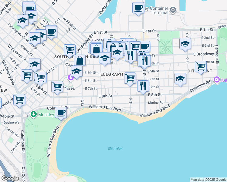 map of restaurants, bars, coffee shops, grocery stores, and more near in Boston