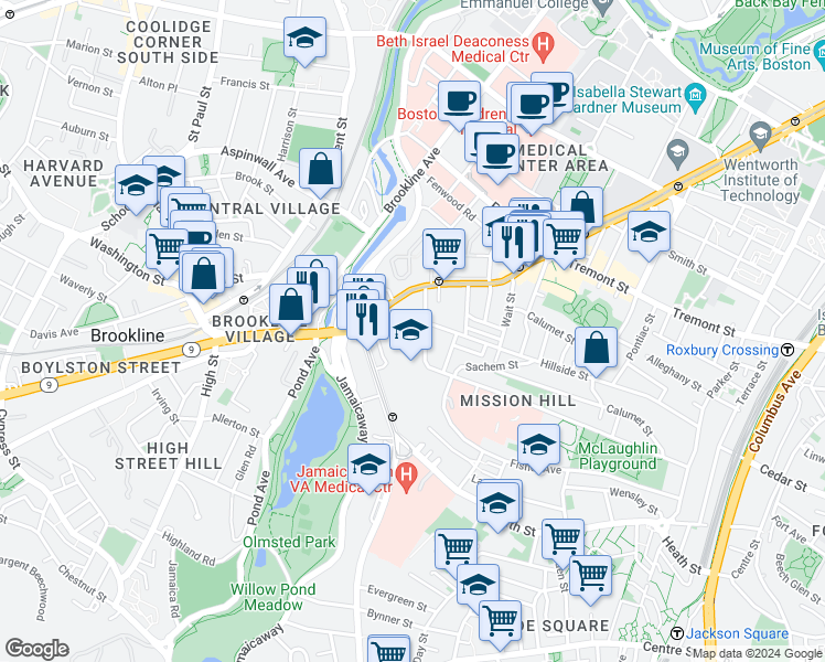 map of restaurants, bars, coffee shops, grocery stores, and more near 10 Copenger Street in Boston