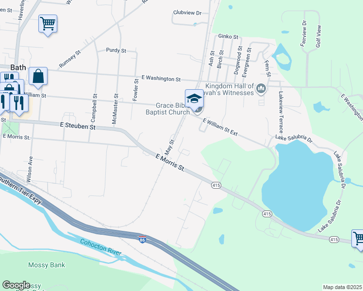 map of restaurants, bars, coffee shops, grocery stores, and more near 2-16 May St in Bath