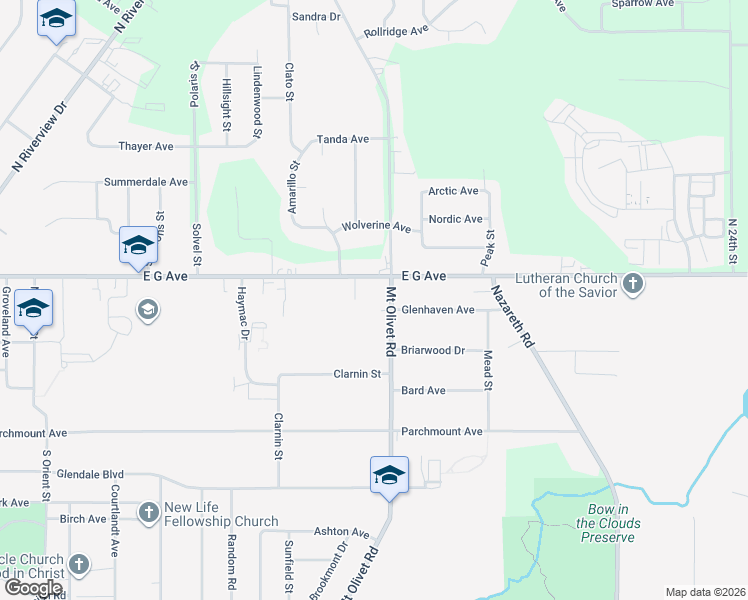 map of restaurants, bars, coffee shops, grocery stores, and more near 4135 Mount Olivet Road in Kalamazoo