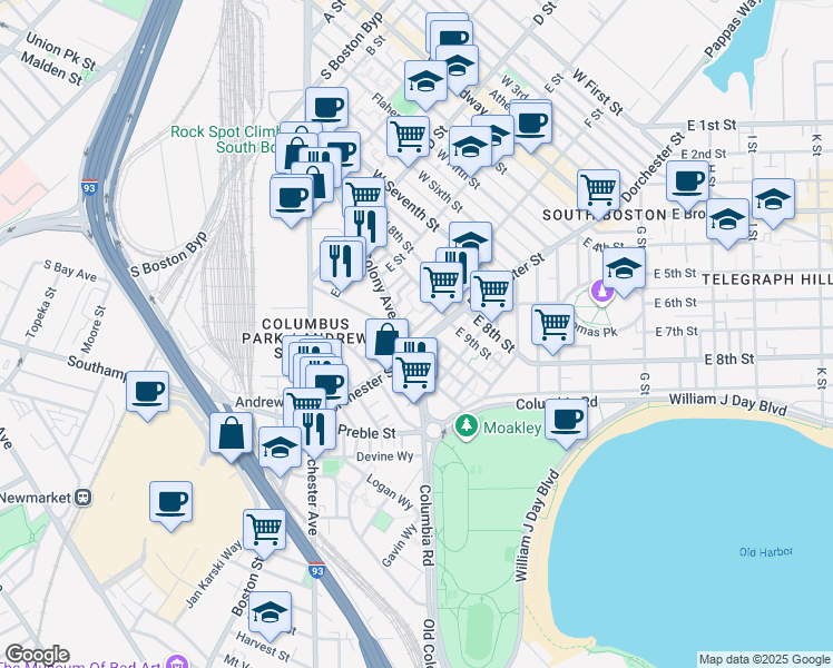 map of restaurants, bars, coffee shops, grocery stores, and more near in Boston
