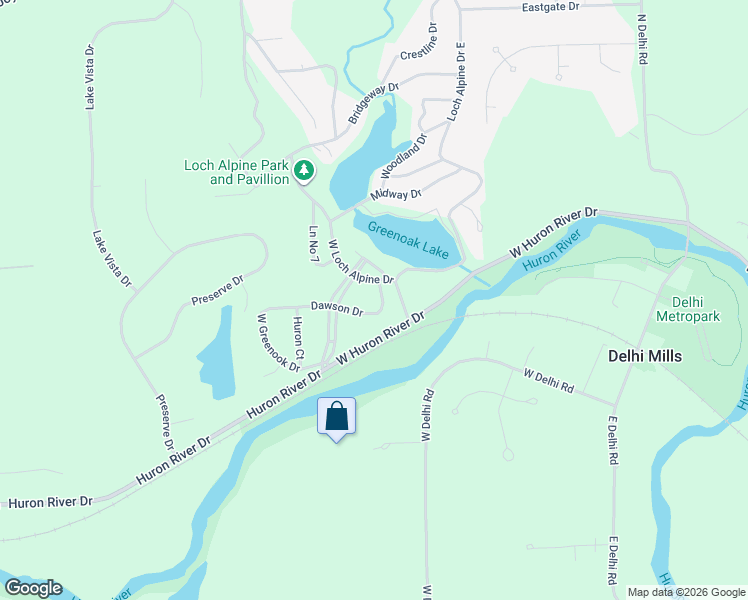 map of restaurants, bars, coffee shops, grocery stores, and more near 4811 Dawson Drive in Ann Arbor
