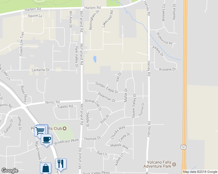 map of restaurants, bars, coffee shops, grocery stores, and more near 7162 Golden Eagle Drive in Loves Park