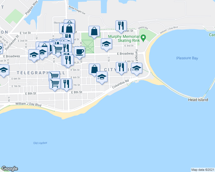 map of restaurants, bars, coffee shops, grocery stores, and more near in Boston