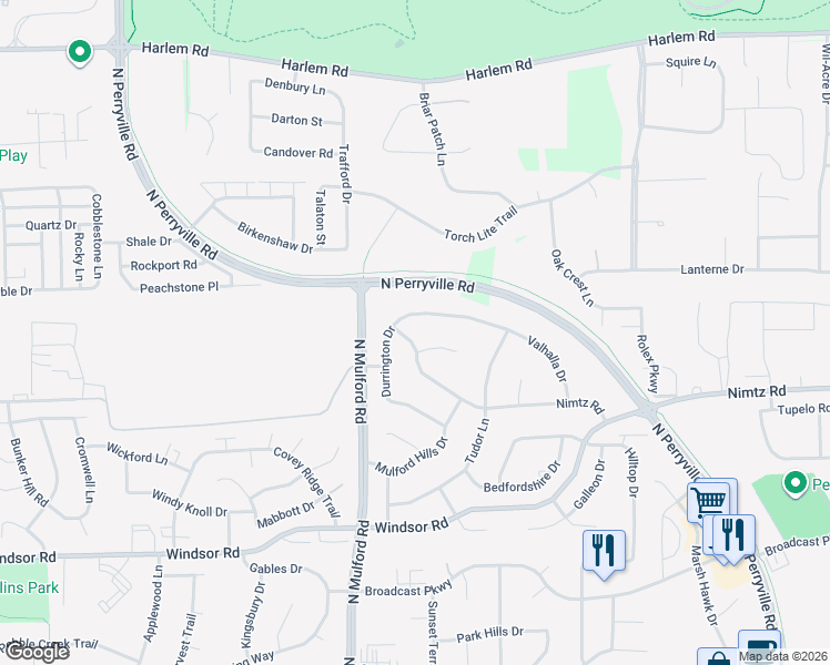 map of restaurants, bars, coffee shops, grocery stores, and more near 6056 Nimtz Road in Loves Park
