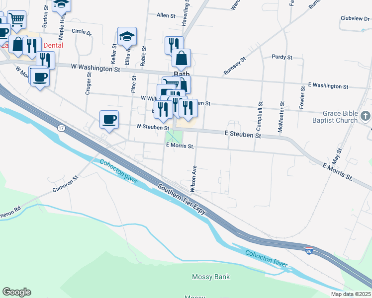 map of restaurants, bars, coffee shops, grocery stores, and more near 3 East Pulteney Square in Bath