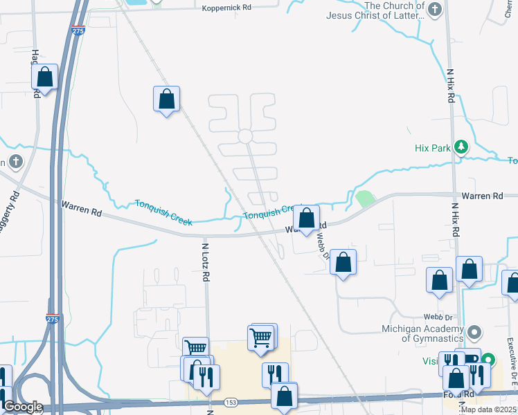 map of restaurants, bars, coffee shops, grocery stores, and more near 2-22 West Elm in Canton