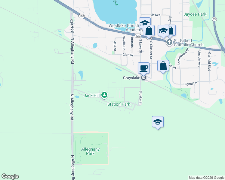map of restaurants, bars, coffee shops, grocery stores, and more near 535 Topeka Drive in Grayslake