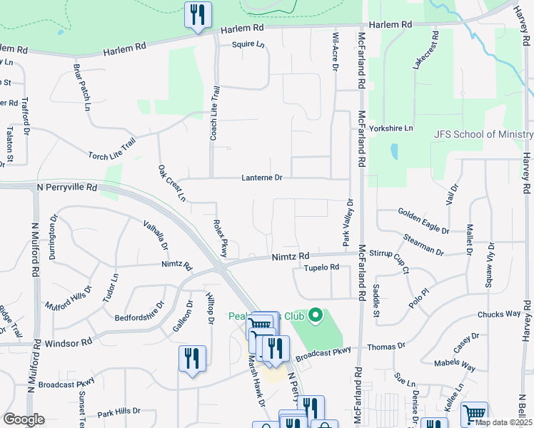 map of restaurants, bars, coffee shops, grocery stores, and more near 4996A Pine Cone Court in Loves Park