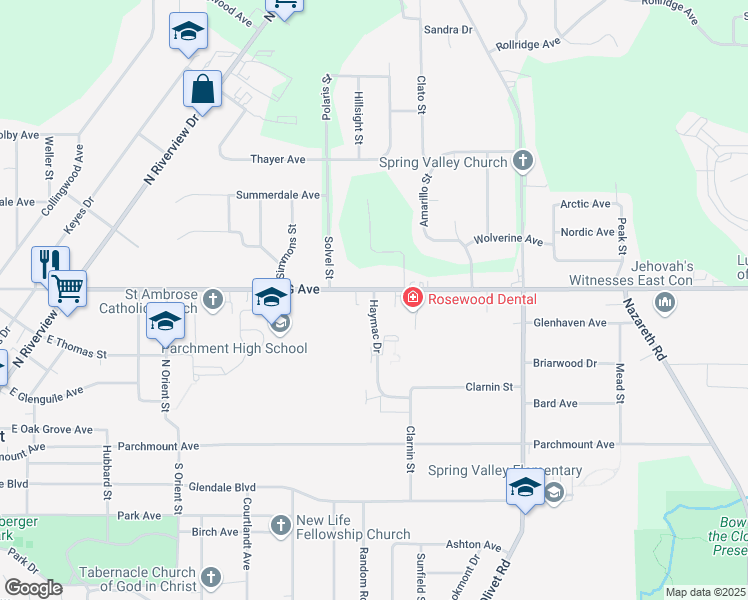 map of restaurants, bars, coffee shops, grocery stores, and more near 2209 East G Avenue in Kalamazoo