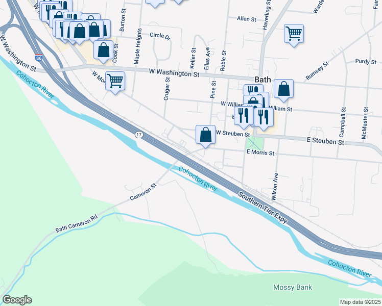 map of restaurants, bars, coffee shops, grocery stores, and more near 1 Cameron Street in Bath