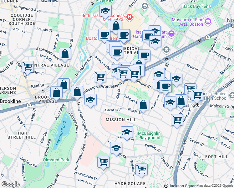 map of restaurants, bars, coffee shops, grocery stores, and more near in Boston