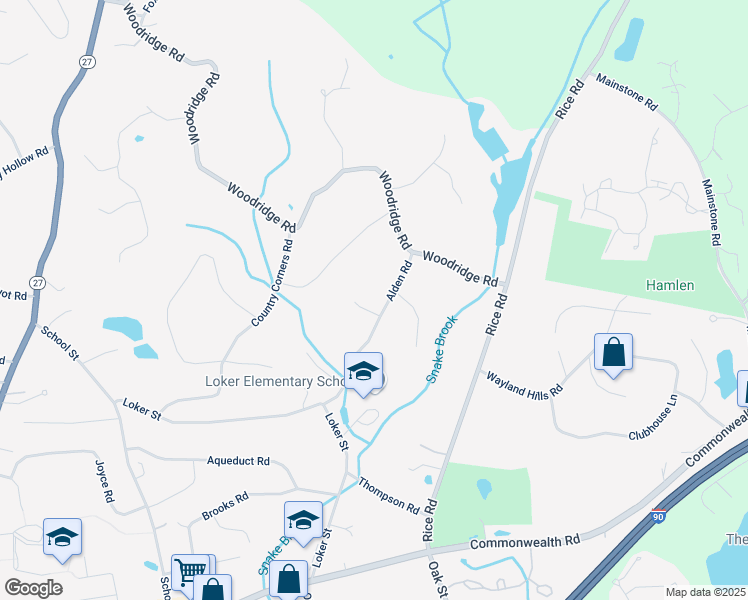 map of restaurants, bars, coffee shops, grocery stores, and more near 7 Cabot Road in Wayland