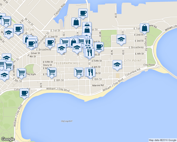 map of restaurants, bars, coffee shops, grocery stores, and more near 139 L Street in Boston