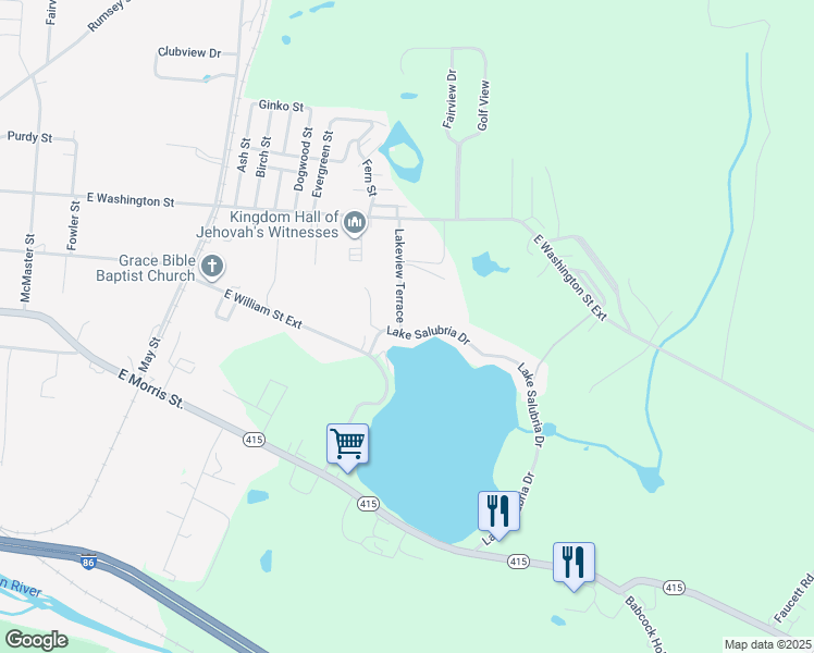 map of restaurants, bars, coffee shops, grocery stores, and more near 6848 Lake Salubria Drive in Bath