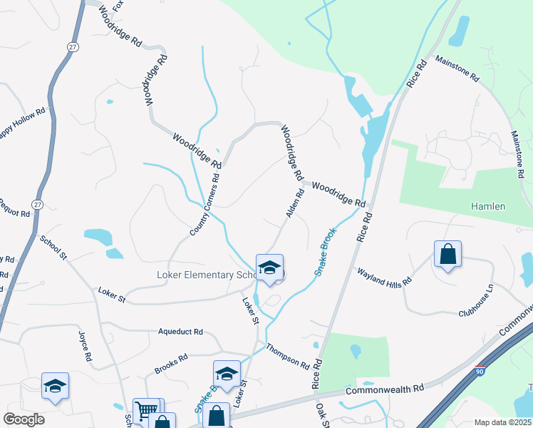 map of restaurants, bars, coffee shops, grocery stores, and more near 7 Cabot Road in Wayland