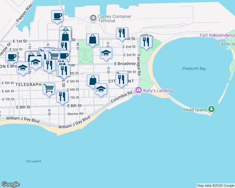 map of restaurants, bars, coffee shops, grocery stores, and more near in Boston