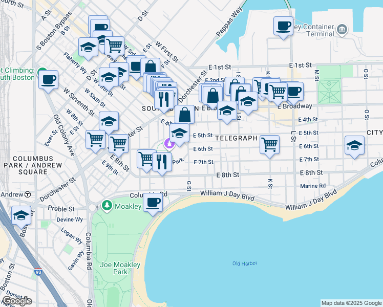 map of restaurants, bars, coffee shops, grocery stores, and more near in Boston