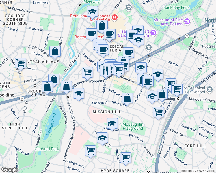 map of restaurants, bars, coffee shops, grocery stores, and more near in Boston