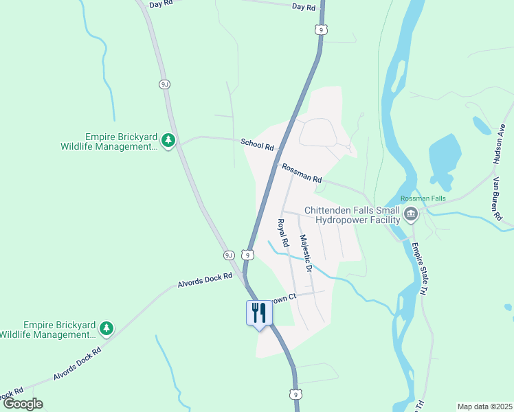 map of restaurants, bars, coffee shops, grocery stores, and more near Hwy 9 in Hudson