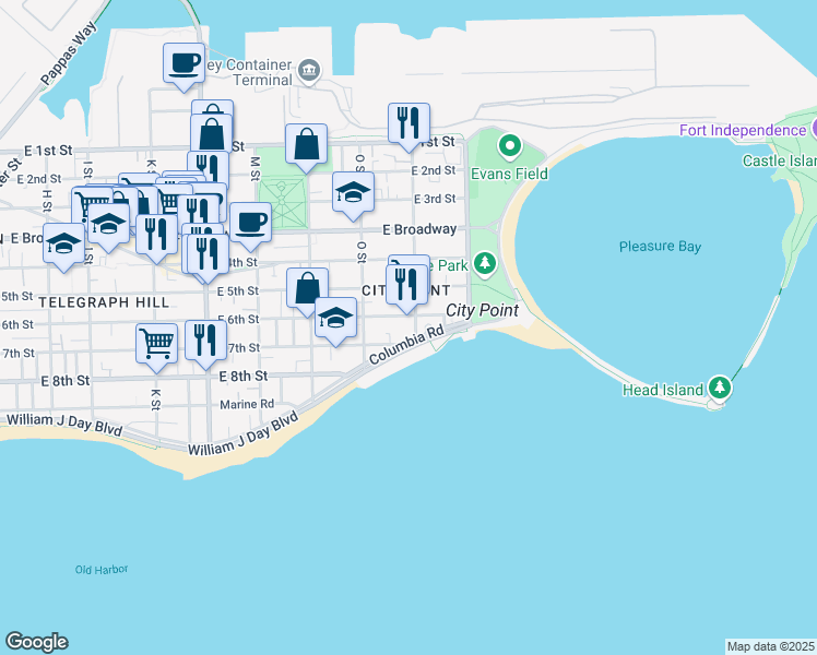 map of restaurants, bars, coffee shops, grocery stores, and more near in Boston
