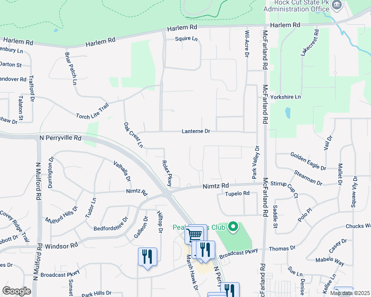 map of restaurants, bars, coffee shops, grocery stores, and more near 4996A Pine Cone Court in Loves Park