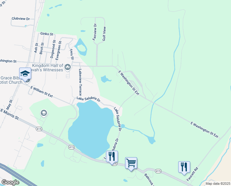 map of restaurants, bars, coffee shops, grocery stores, and more near 6818 Lake Salubria Drive in Bath