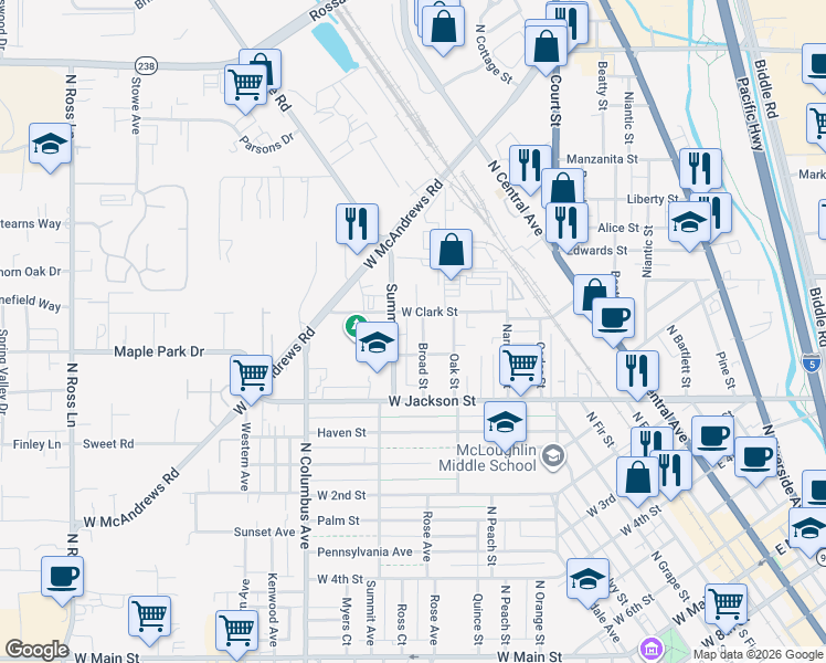 map of restaurants, bars, coffee shops, grocery stores, and more near 817 Broad Street in Medford