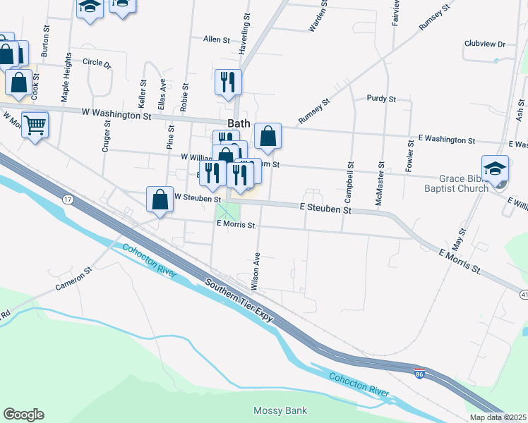 map of restaurants, bars, coffee shops, grocery stores, and more near 3 E Pulteney Square in Bath