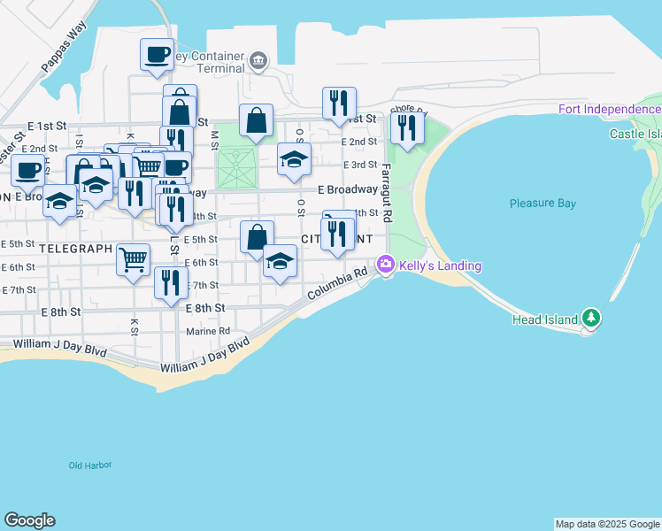 map of restaurants, bars, coffee shops, grocery stores, and more near 819 East 6th Street in Boston