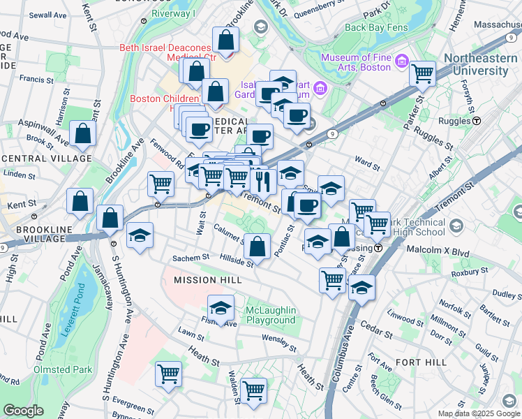 map of restaurants, bars, coffee shops, grocery stores, and more near 1 Torpie Street in Boston
