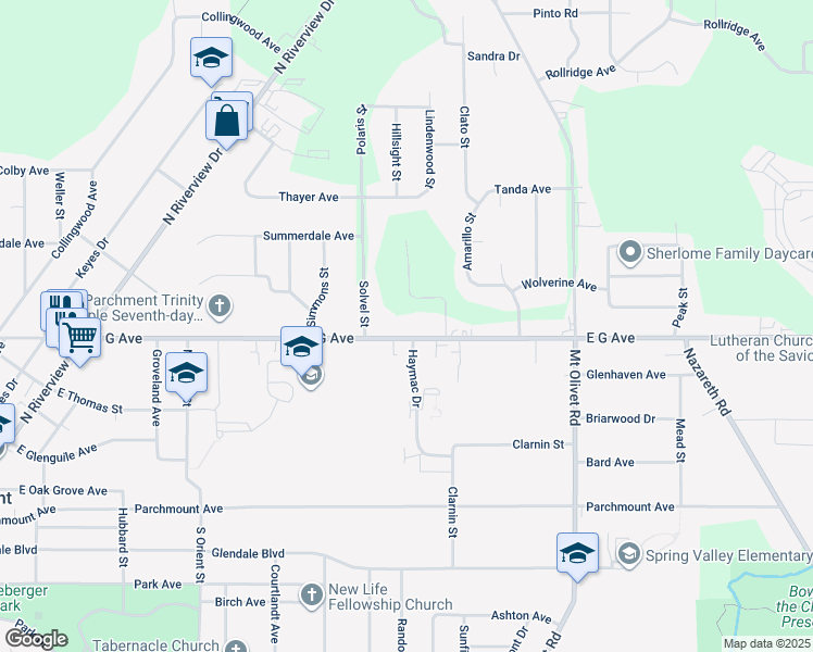 map of restaurants, bars, coffee shops, grocery stores, and more near 2209 East G Avenue in Kalamazoo