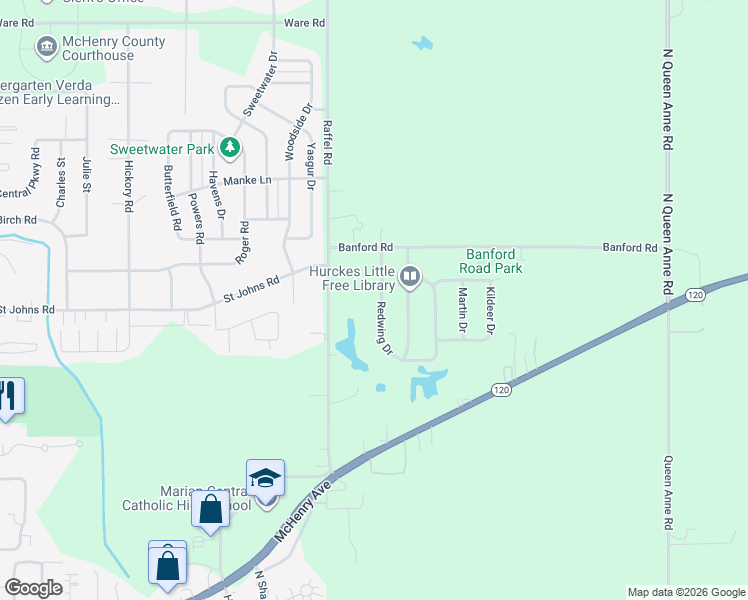 map of restaurants, bars, coffee shops, grocery stores, and more near 311 Redwing Drive in Woodstock