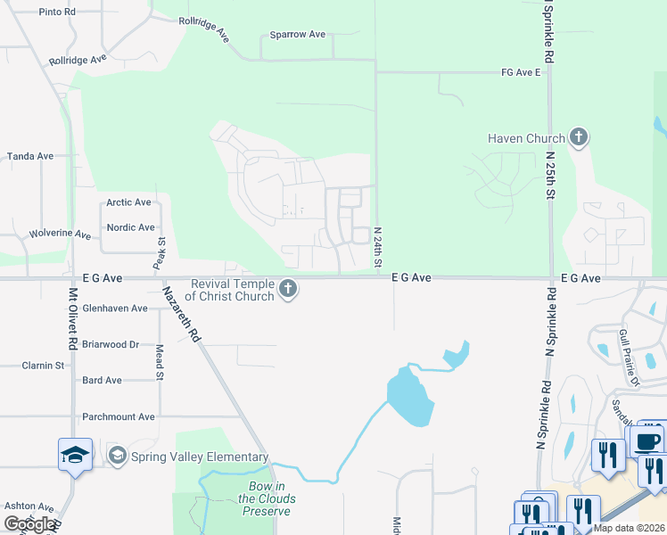 map of restaurants, bars, coffee shops, grocery stores, and more near 5001 Coopers Landing Drive in Kalamazoo