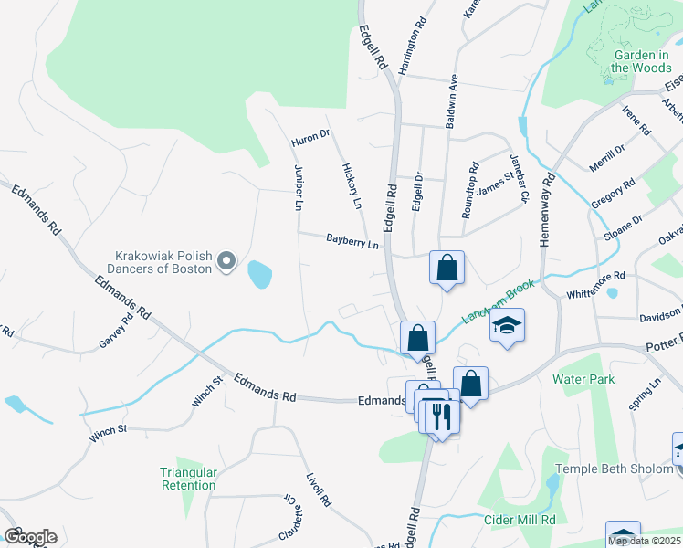 map of restaurants, bars, coffee shops, grocery stores, and more near 1016 Edgell Road in Framingham