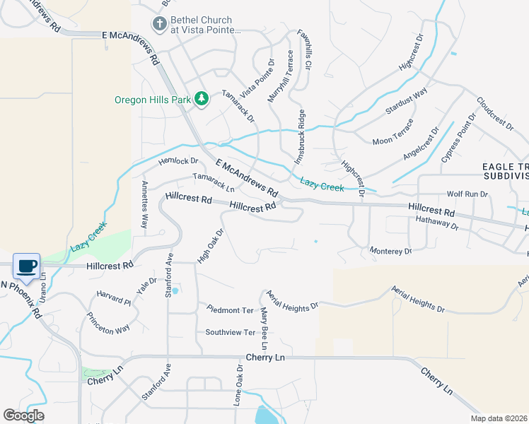 map of restaurants, bars, coffee shops, grocery stores, and more near 4104 Barbara Jean Way in Medford