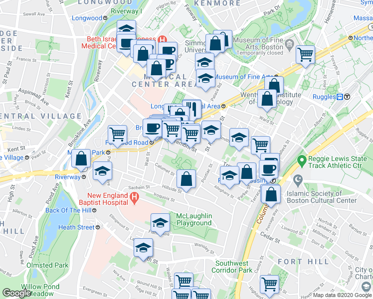 map of restaurants, bars, coffee shops, grocery stores, and more near 1 Torpie Street in Boston