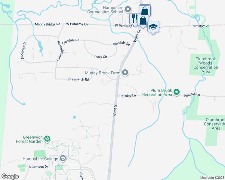 map of restaurants, bars, coffee shops, grocery stores, and more near in Amherst