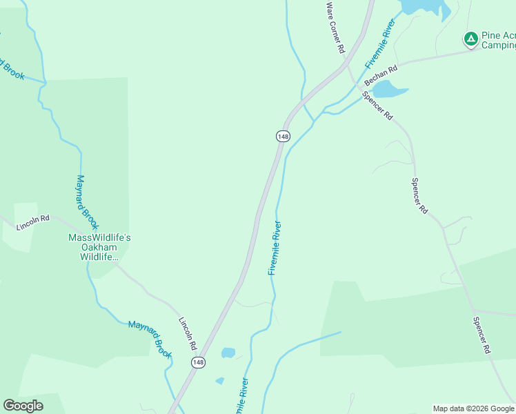 map of restaurants, bars, coffee shops, grocery stores, and more near 1202 North Brookfield Road in Oakham
