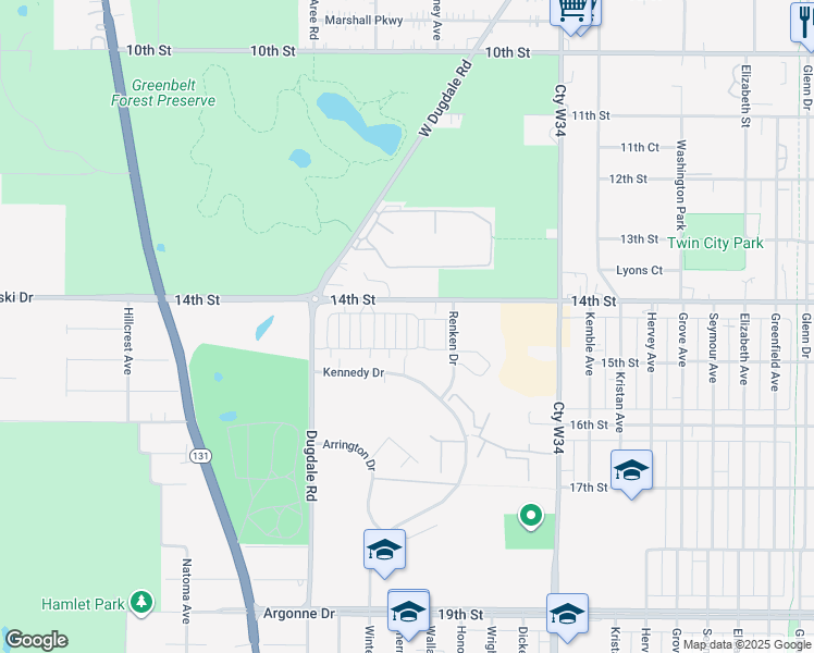 map of restaurants, bars, coffee shops, grocery stores, and more near 2502 Carver Avenue in North Chicago