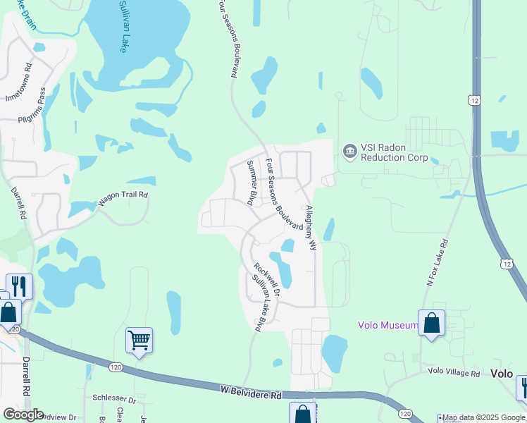map of restaurants, bars, coffee shops, grocery stores, and more near 441 Summer Boulevard in Lakemoor