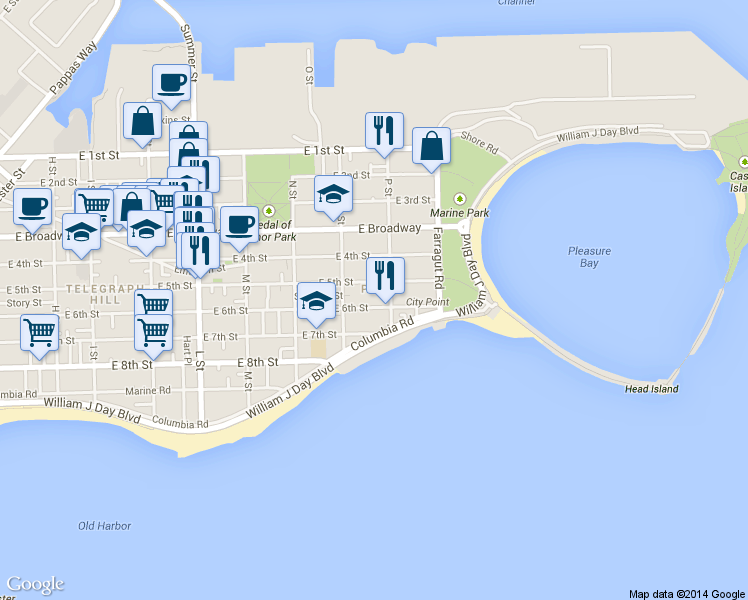 map of restaurants, bars, coffee shops, grocery stores, and more near in Boston