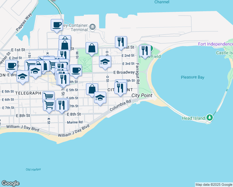 map of restaurants, bars, coffee shops, grocery stores, and more near in Boston