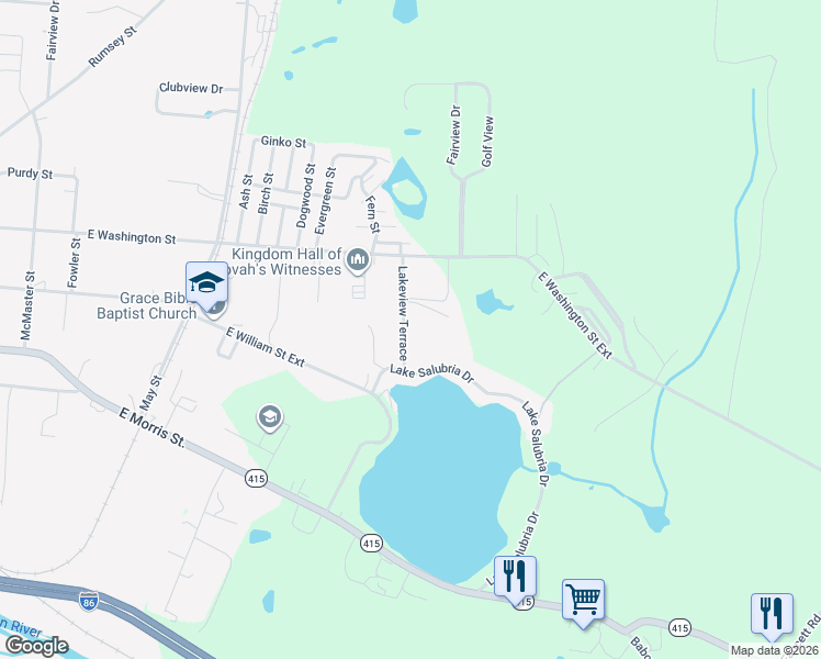 map of restaurants, bars, coffee shops, grocery stores, and more near 6858 Lakeview Terrace in Bath