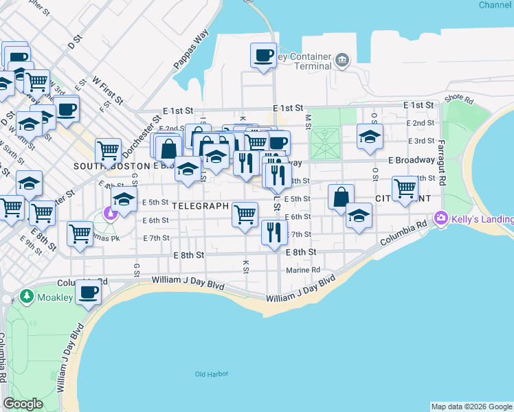 map of restaurants, bars, coffee shops, grocery stores, and more near 12 Beckler Avenue in Boston