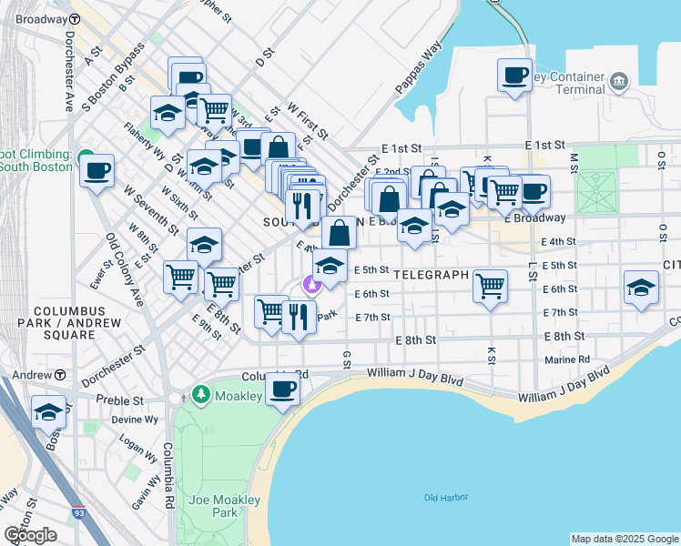 map of restaurants, bars, coffee shops, grocery stores, and more near in Boston