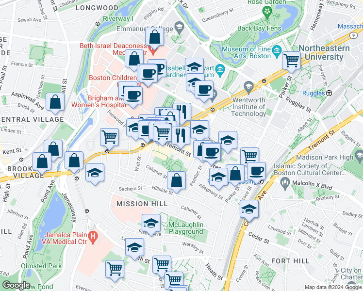 map of restaurants, bars, coffee shops, grocery stores, and more near 1 Torpie Street in Boston